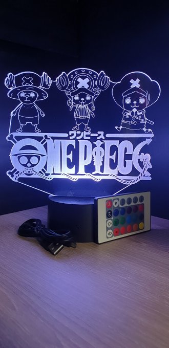 Lampe led 3D Logo One Piece Chopper, manga ,veilleuse, déco, illusion