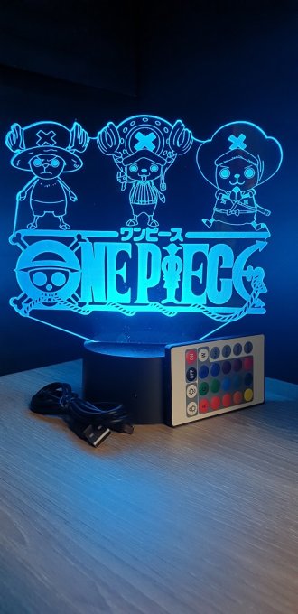 Lampe led 3D Logo One Piece Chopper, manga ,veilleuse, idée cadeau, dessin animé , déco, illusion