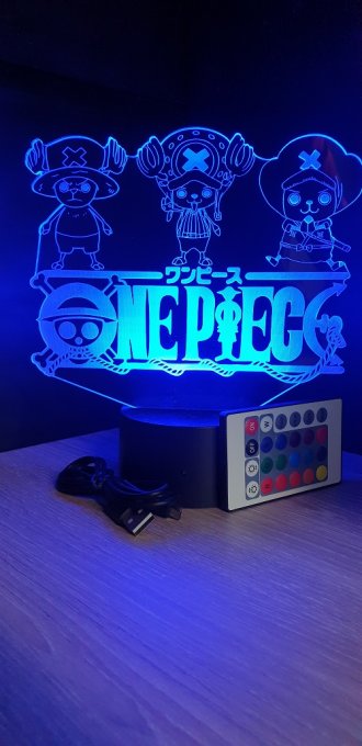 Lampe led 3D Logo One Piece Chopper, manga ,veilleuse, idée cadeau, dessin animé , déco, illusion