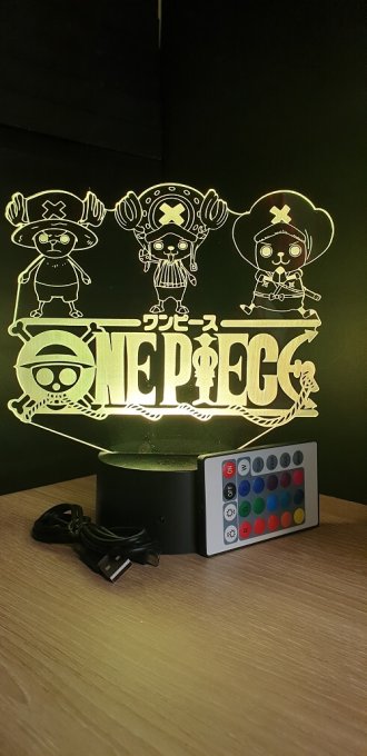 Lampe led 3D Logo One Piece Chopper, manga ,veilleuse, idée cadeau, dessin animé , déco, illusion