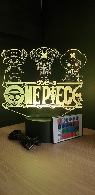 Lampe led 3D Logo One Piece Chopper, manga ,veilleuse, déco, illusion