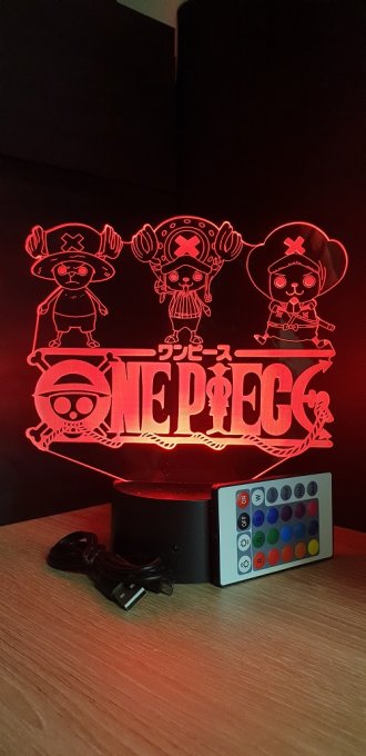 Lampe led 3D Logo One Piece Chopper, manga ,veilleuse, déco, illusion