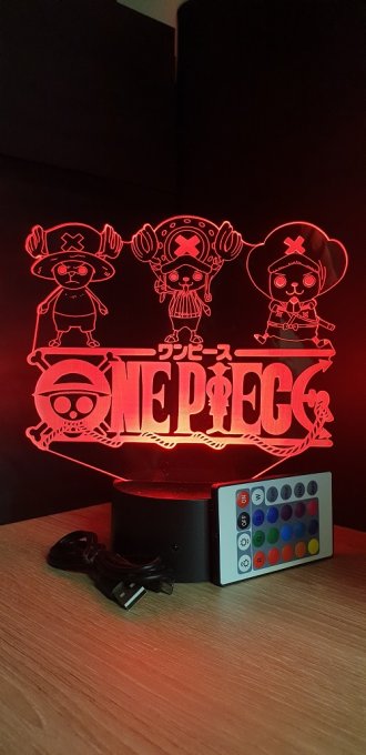 Lampe led 3D Logo One Piece Chopper, manga ,veilleuse, idée cadeau, dessin animé , déco, illusion