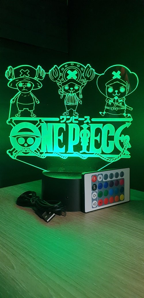 Lampe led 3D Logo One Piece Chopper, manga ,veilleuse, déco, illusion