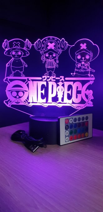 Lampe led 3D Logo One Piece Chopper, manga ,veilleuse, idée cadeau, dessin animé , déco, illusion