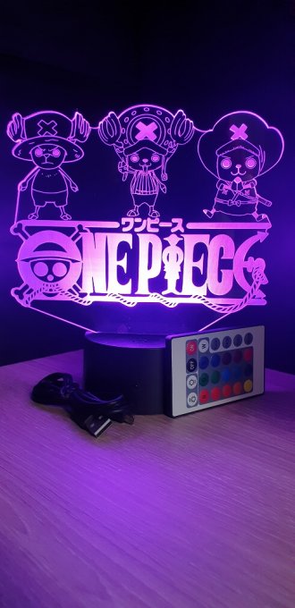 Lampe led 3D Logo One Piece Chopper, manga ,veilleuse, déco, illusion