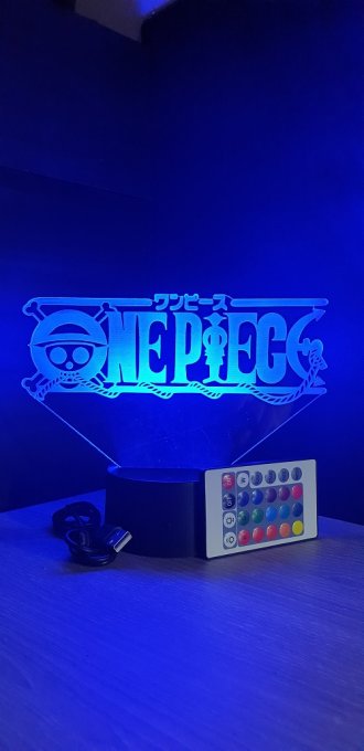 Lampe led 3D Logo One Piece, manga ,veilleuse, idée cadeau, dessin animé , déco, illusion, chevet