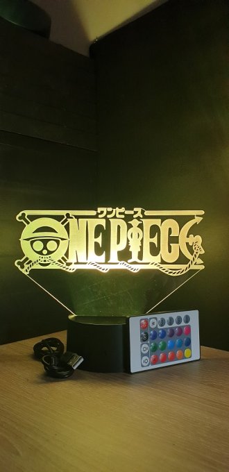 Lampe led 3D Logo One Piece, manga ,veilleuse, idée cadeau, dessin animé , déco, illusion, chevet