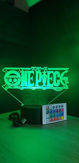 Lampe led 3D Logo One Piece, manga ,veilleuse, idée cadeau, dessin animé , déco, illusion, chevet