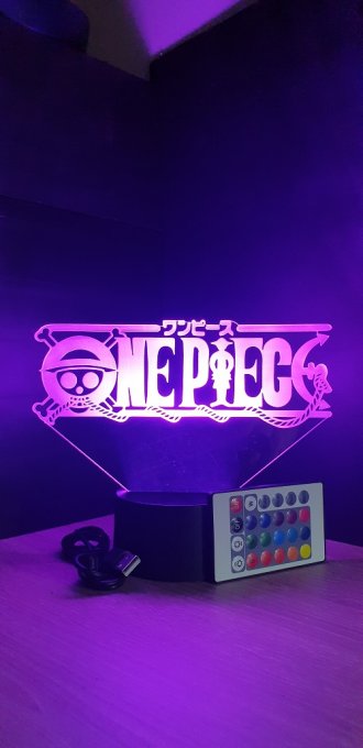 Lampe led 3D Logo One Piece, manga ,veilleuse, idée cadeau, dessin animé , déco, illusion, chevet