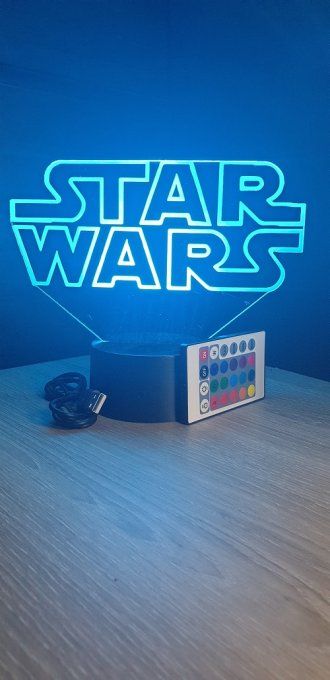 Lampe led 3D Logo Star Wars, film, veilleuse, illusion, déco, chevet