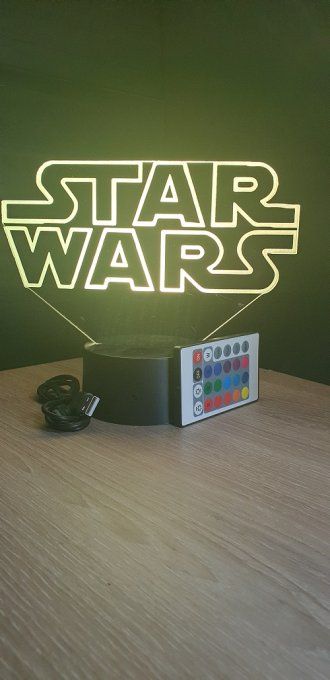 Lampe led 3D Logo Star Wars, film, veilleuse, illusion, déco, chevet