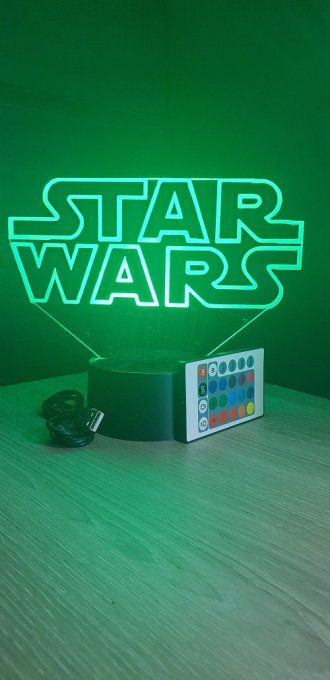 Lampe led 3D Logo Star Wars, film, veilleuse, illusion, déco, chevet