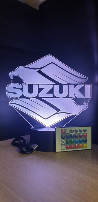 Lampe led 3D Logo Suzuki, bikers, Moto, veilleuse, chevet, néon, idée cadeau, déco, illusion, chevet