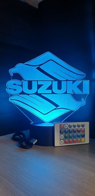 Lampe led 3D Logo Suzuki, bikers, Moto, veilleuse, chevet, néon