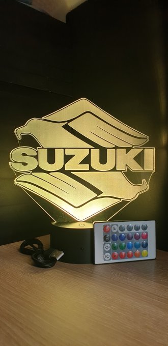 Lampe led 3D Logo Suzuki, bikers, Moto, veilleuse, chevet, néon, idée cadeau, déco, illusion, chevet