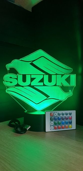 Lampe led 3D Logo Suzuki, bikers, Moto, veilleuse, chevet, néon, idée cadeau, déco, illusion, chevet