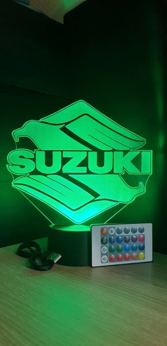 Lampe led 3D Logo Suzuki, bikers, Moto, veilleuse, chevet, néon