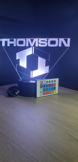 Lampe led 3D Logo Thomson, veilleuse, chevet, neon, déco, illusion