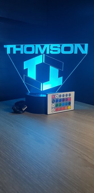 Lampe led 3D Logo Thomson, veilleuse, chevet, neon, déco, illusion