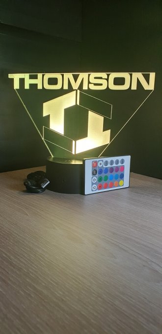 Lampe led 3D Logo Thomson, marque, ordinateur, veilleuse, lampe de chevet, neon, déco, illusion 