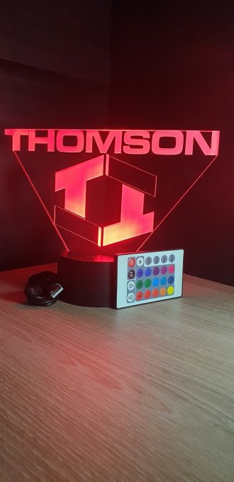 Lampe led 3D Logo Thomson, veilleuse, chevet, neon, déco, illusion