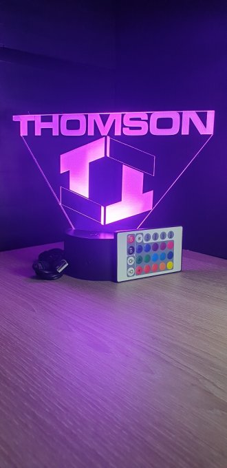 Lampe led 3D Logo Thomson, veilleuse, chevet, neon, déco, illusion