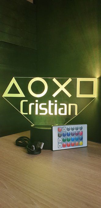 Lampe led 3D Embleme Playstation, veilleuse, idée cadeau, jeux video, geek, déco, illusion