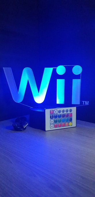 Lampe led 3D Wii, veilleuse, idée cadeau, jeux video, geek, déco, illusion, chevet, éclairage