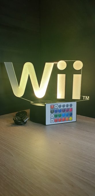 Lampe led 3D Wii, veilleuse, idée cadeau, jeux video, geek, déco, illusion, chevet, éclairage