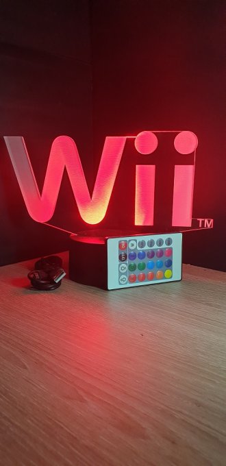 Lampe led 3D Wii, veilleuse, idée cadeau, jeux video, geek, déco, illusion, chevet, éclairage