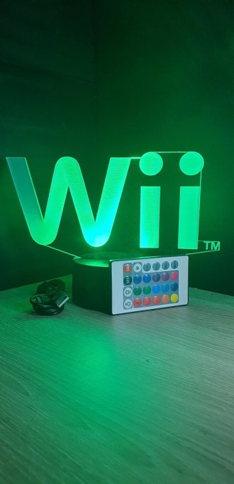 Lampe led 3D Wii, veilleuse, idée cadeau, jeux video, geek, déco, illusion, chevet, éclairage