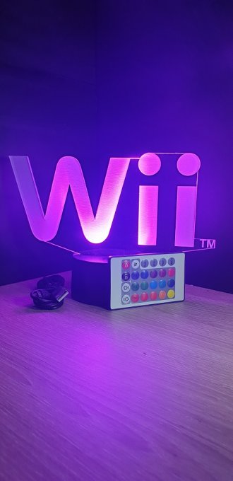 Lampe led 3D Wii, veilleuse, idée cadeau, jeux video, geek, déco, illusion, chevet, éclairage