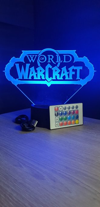 Lampe led 3D Logo World of Warcraft, PC, jeux vidéo, veilleuse, personnalisable, illusion, chevet