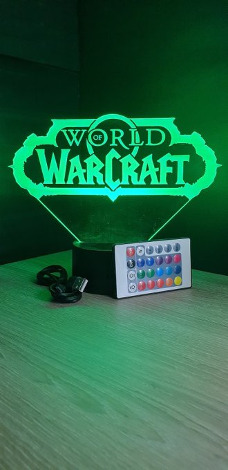 Lampe led 3D Logo World of Warcraft, PC, jeux vidéo, veilleuse, personnalisable, illusion, chevet