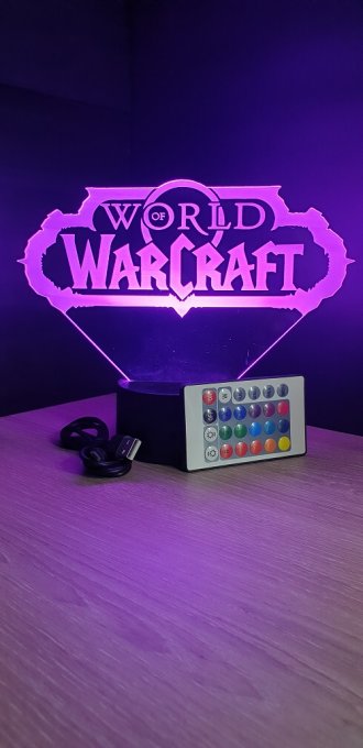 Lampe led 3D Logo World of Warcraft, PC, jeux vidéo, veilleuse, personnalisable, illusion, chevet