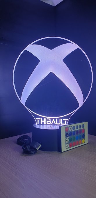 Lampe led 3D XBOX, console, veilleuse, jeux vidéo, geek, déco, illusion, chevet, éclairage