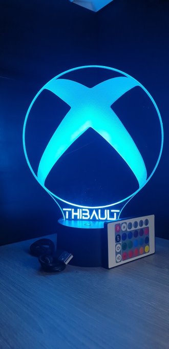 Lampe led 3D XBOX, console, veilleuse, jeux vidéo, geek, déco, illusion, chevet, éclairage