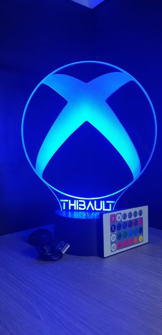 Lampe led 3D XBOX, console, veilleuse, jeux vidéo, geek, déco, illusion, chevet, éclairage