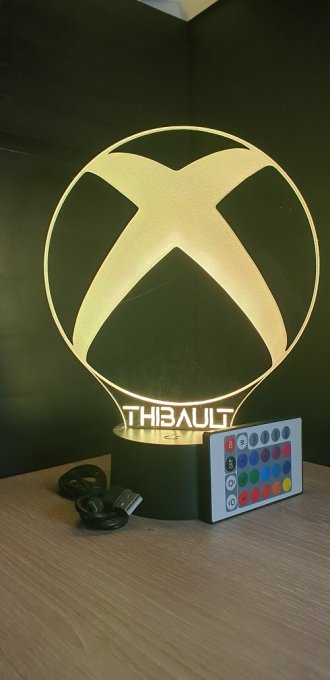 Lampe led 3D XBOX, veilleuse, idée cadeau, jeux vidéo, geek, déco, illusion, chevet, éclairage