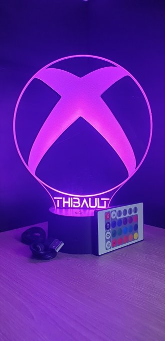 Lampe led 3D XBOX, console, veilleuse, jeux vidéo, geek, déco, illusion, chevet, éclairage