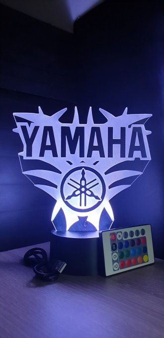 Lampe led 3D Logo Yamaha, Moto, veilleuse, chevet, néon, idée cadeau, déco, illusion, bureau