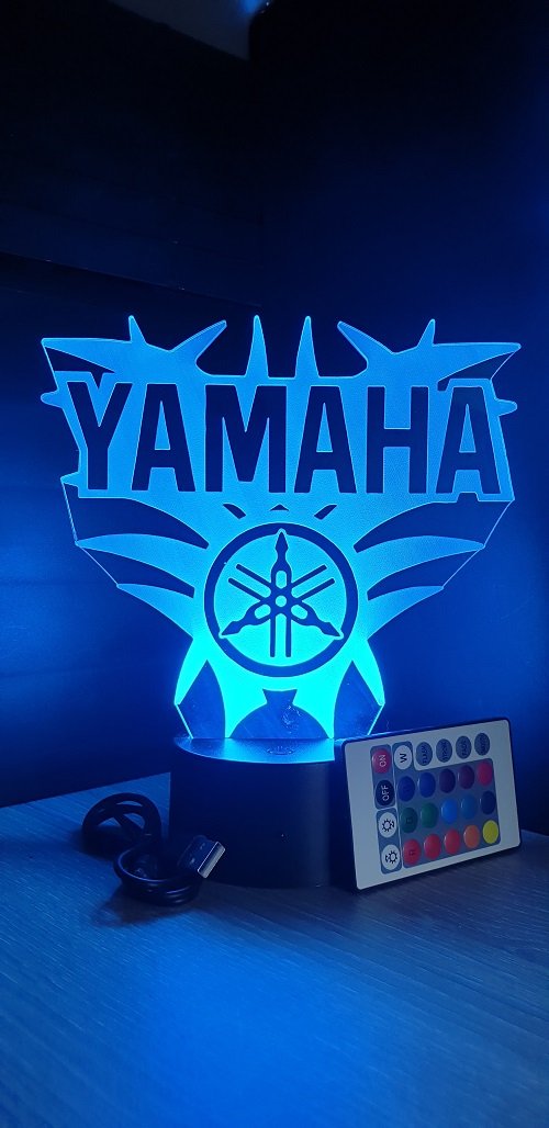 Lampe led 3D Logo Yamaha, Moto, veilleuse, chevet, néon, idée cadeau, déco, illusion, bureau