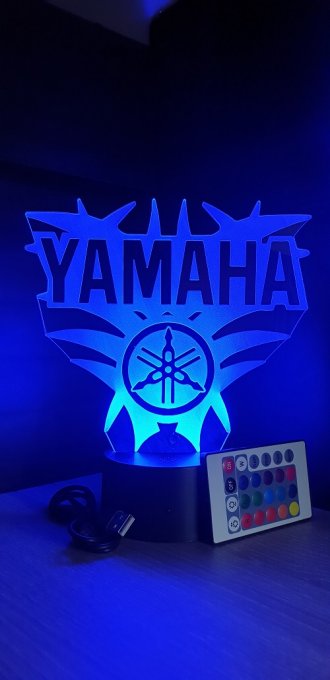 Lampe led 3D Logo Yamaha, Moto, veilleuse, chevet, néon, idée cadeau, déco, illusion, bureau