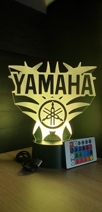 Lampe led 3D Logo Yamaha, Moto, veilleuse, chevet, néon, idée cadeau, déco, illusion, bureau