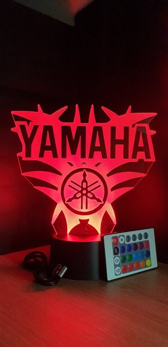 Lampe led 3D Logo Yamaha, Moto, veilleuse, chevet, néon, idée cadeau, déco, illusion, bureau