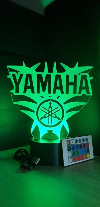 Lampe led 3D Logo Yamaha, Moto, veilleuse, chevet, néon, idée cadeau, déco, illusion, bureau