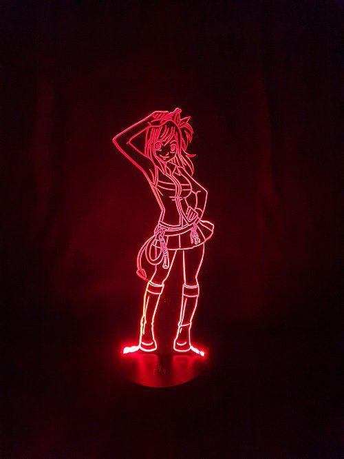 Lampe led 3D Lucy Heartfilia, manga, veilleuse, idée cadeau, dessin animé, déco, illusion, chevet