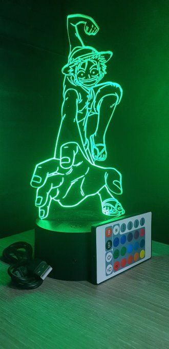 Lampe led 3D Luffy, One Piece, manga, veilleuse, idée cadeau, dessin animé, déco, illusion, chevet