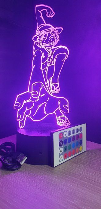 Lampe led 3D Luffy, One Piece, manga, veilleuse, idée cadeau, dessin animé, déco, illusion, chevet